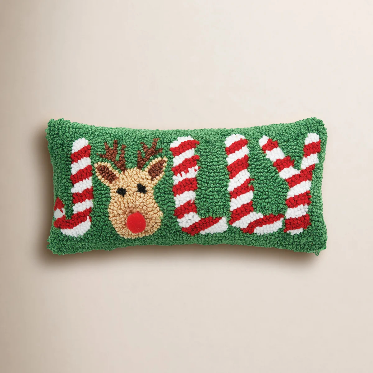 Jolly Deer Hooked Throw Pillow | Wayfair North America