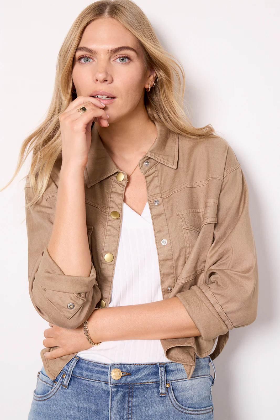 Frankie Stretch Linen Shacket | Evereve
