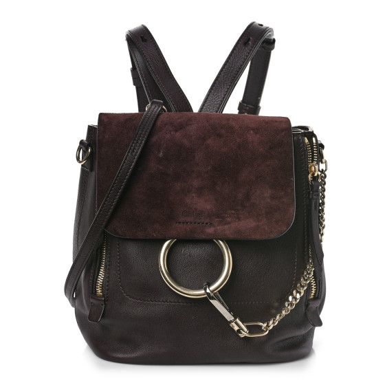 Suede Calfskin Small Faye Backpack Carbon Brown | FASHIONPHILE (US)