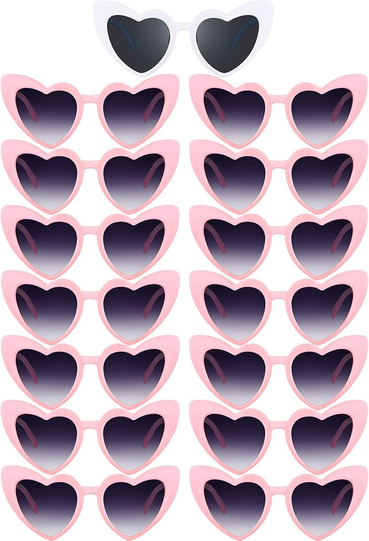 Flutesan 15 Pairs Heart Sunglasses Bachelorette Sunglasses Heart Shaped Sunglasses Bachelorette P... | Amazon (US)
