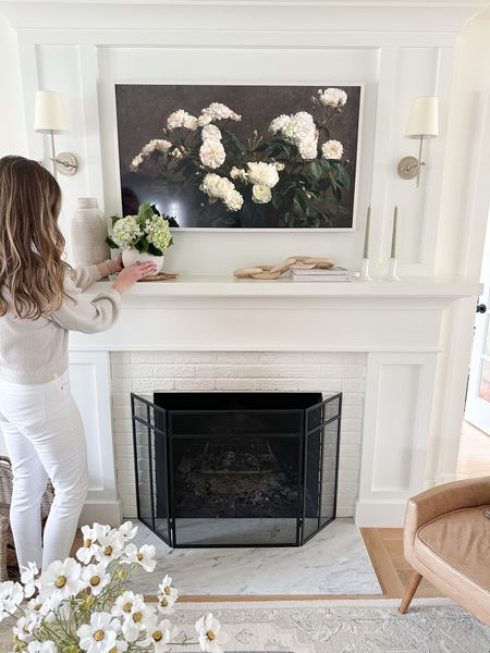 This cute little vase is on clearance for $18!! Mantle decor, small vase, fireplace, sconces, frame TV, TV art 

#LTKsalealert #LTKSeasonal #LTKhome