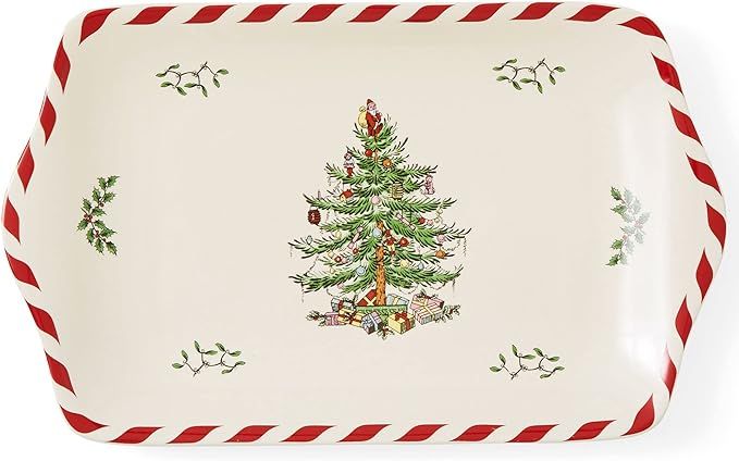 Spode Christmas Tree Peppermint Dessert Tray | Porcelain | 12-Inches | Appetizer, Charcuterie, Fo... | Amazon (US)