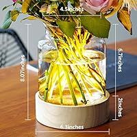 Table Glass Vase with LED Lights, Flower Clear Vase with Timing Function, Battery Operated Center... | Amazon (US)