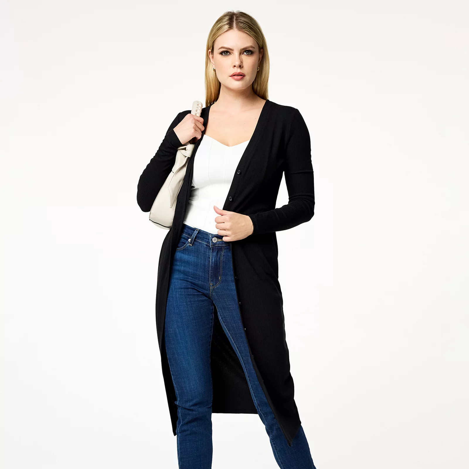 Women's INTEMPO Bodycon Cardigan Midi Dress, Size: XS, Black | Kohl's