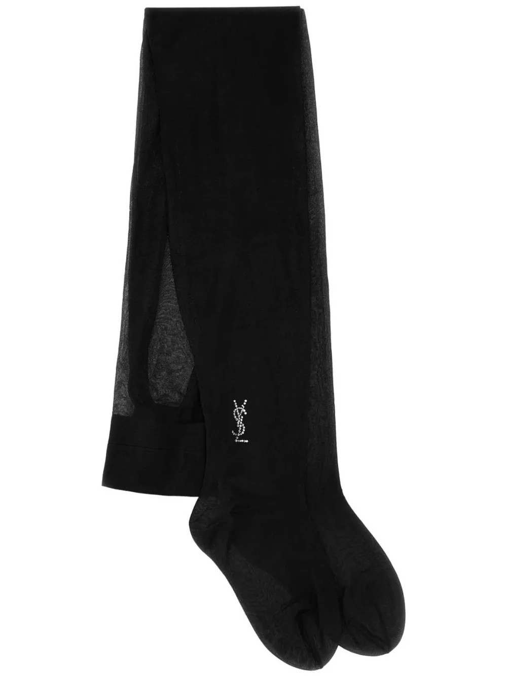 Saint Laurent crystal-embellished Sheer Tights | Black | FARFETCH UK | Farfetch Global