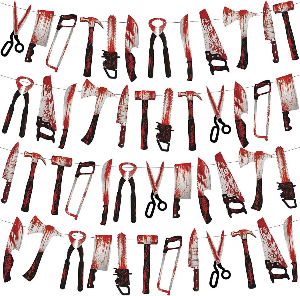48 PCS Halloween Party Decorations, Bloody Banner Horror Scary Garland | Amazon (US)