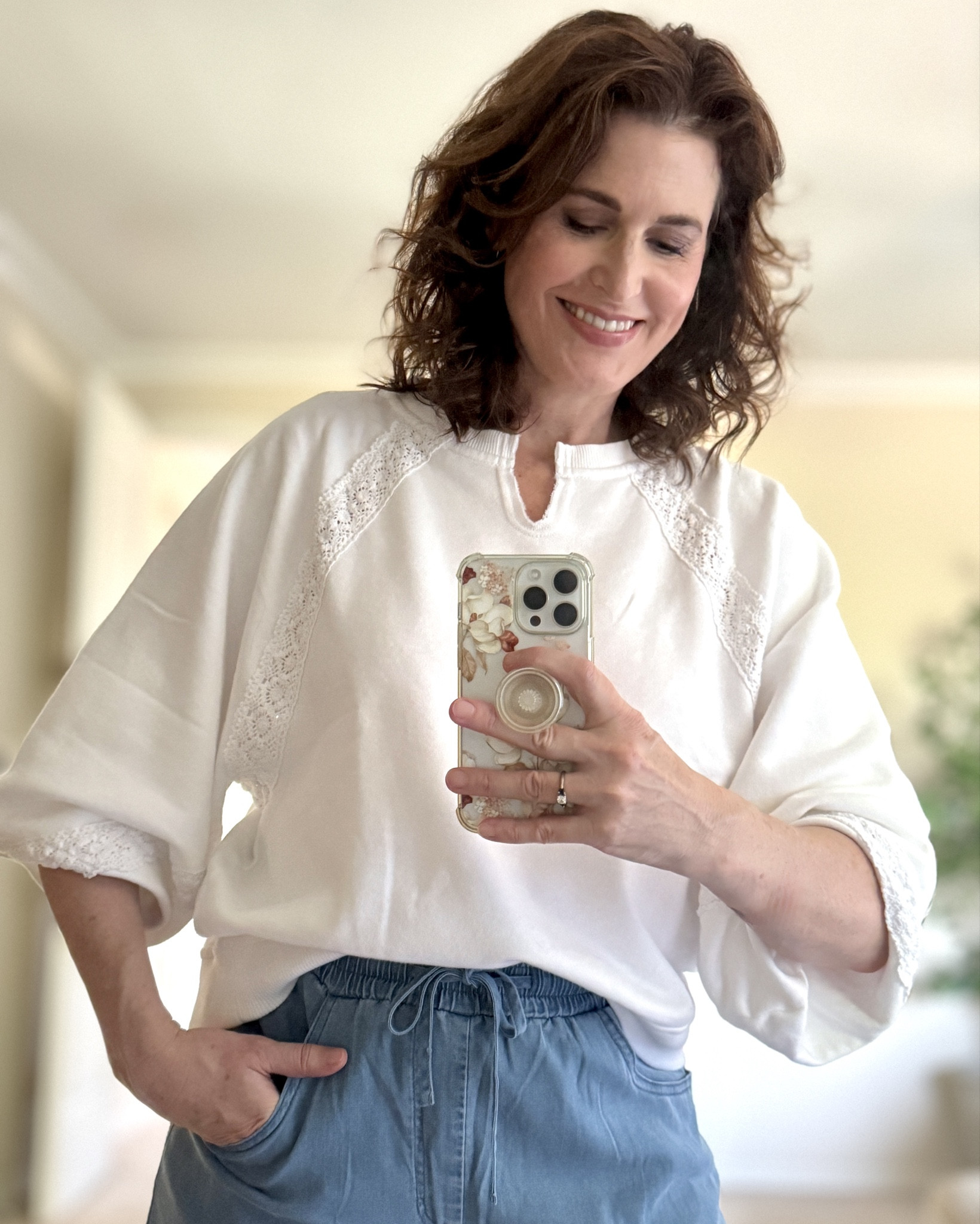 Sale alert!  I’ve been living in these comfy, feminine sweatshirts from Aerie. They’re a nice lightweight sweatshirt with billowy sleeves and pretty crochet details. I have the dark blue, light icy blue and white. But they vibe on a variety of colors. ON SALE too!!!

#LTKFindsUnder50 #LTKOver40 #LTKSaleAlert