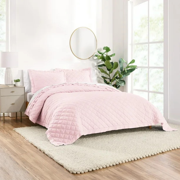 Gap Home Washed Frayed Edge Organic Cotton Quilt, Full/Queen, Blush | Walmart (US)