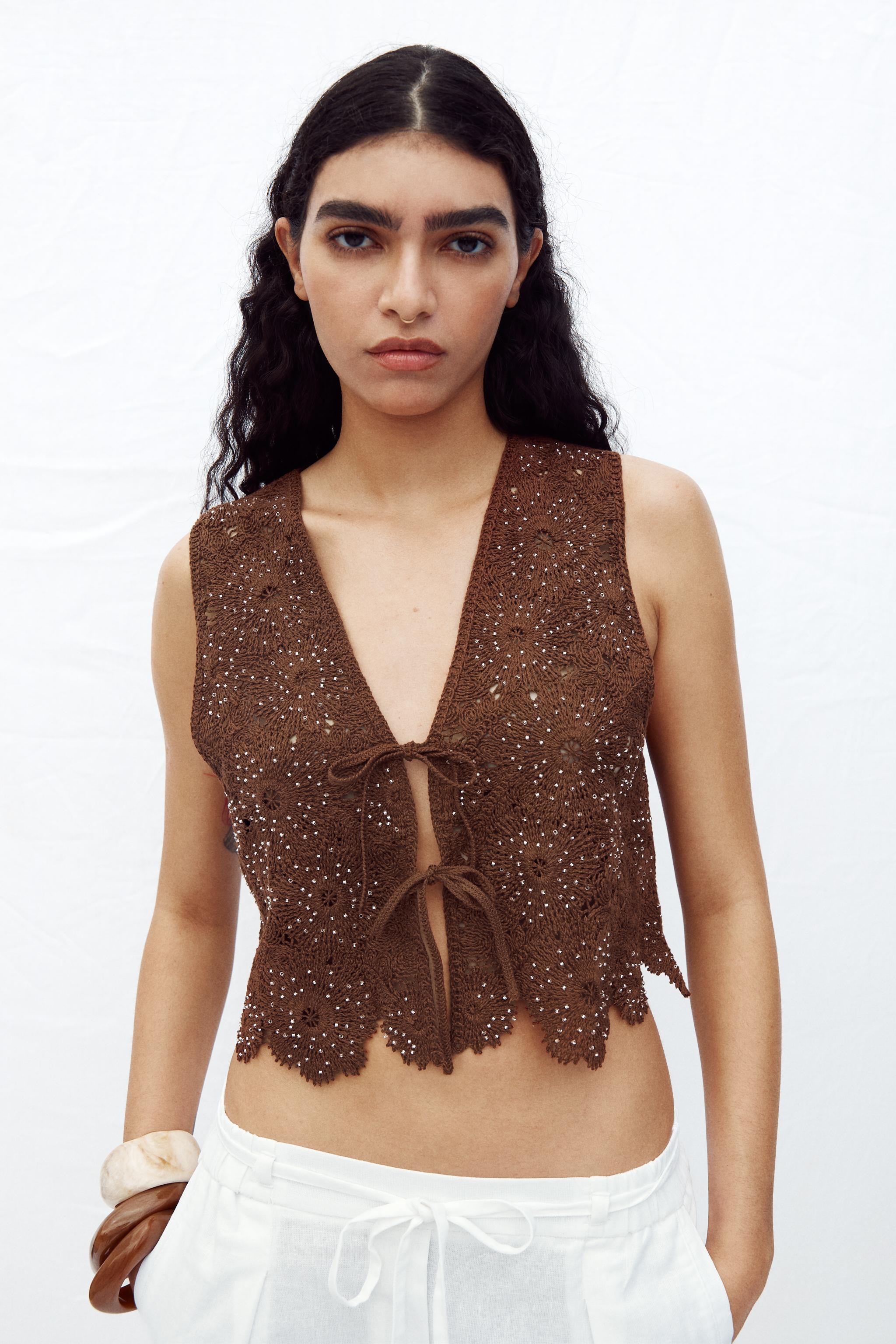 CROCHET WAISTCOAT TOP | Zara UK