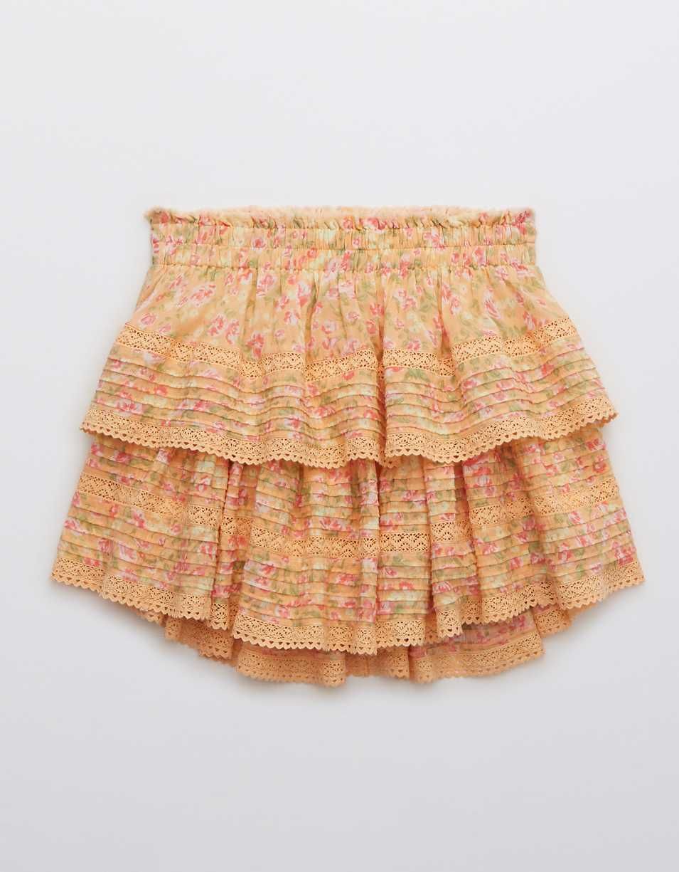 Aerie Rock 'n' Ruffle Printed Mini Skirt | American Eagle Outfitters (US & CA)