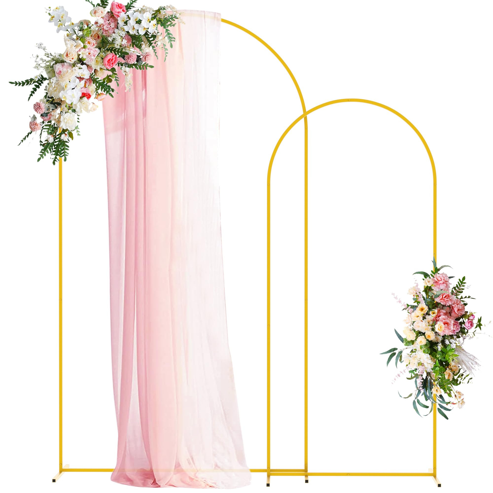 Wokceer Wedding Arch Backdrop Stand 7.2FT, 6FT Gold Metal Arch Stand Set of 2 for Birthday Party ... | Amazon (US)