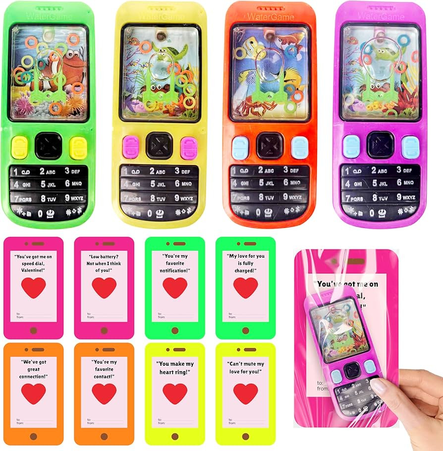 4E's Novelty 28 Pack Handheld Water Ring Games for Kids with Valentines Cards & Bags, Valentines ... | Amazon (US)