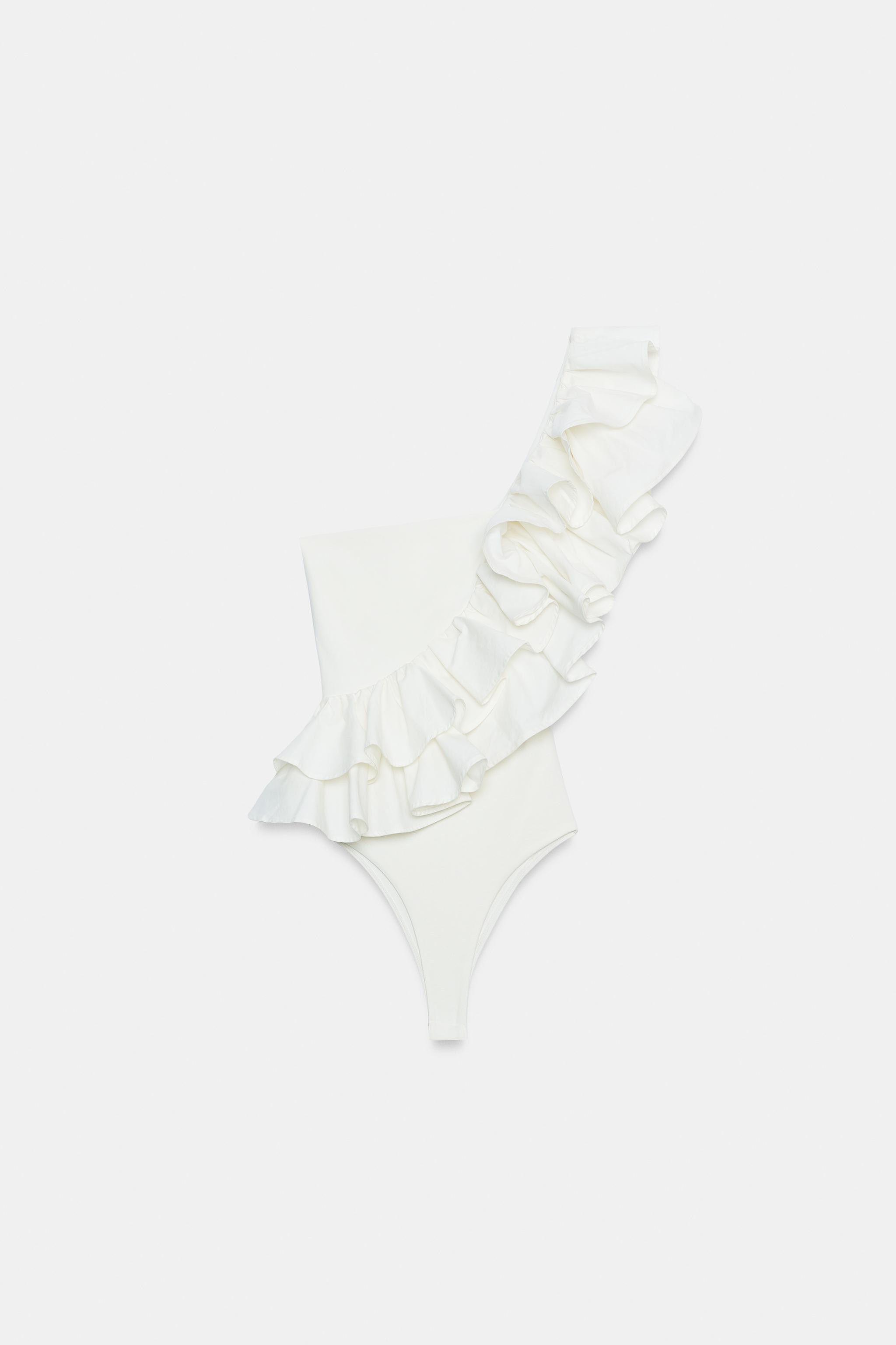 ASYMMETRIC RUFFLE BODYSUIT | Zara UK