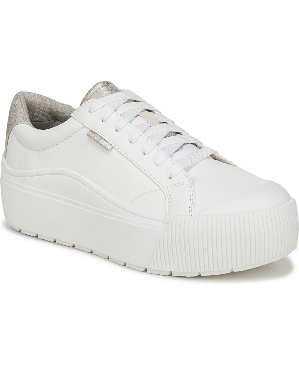 Dr. Scholl's Women's Time Off Max Platform Sneakers - White/Gold Faux Leather | Macy's