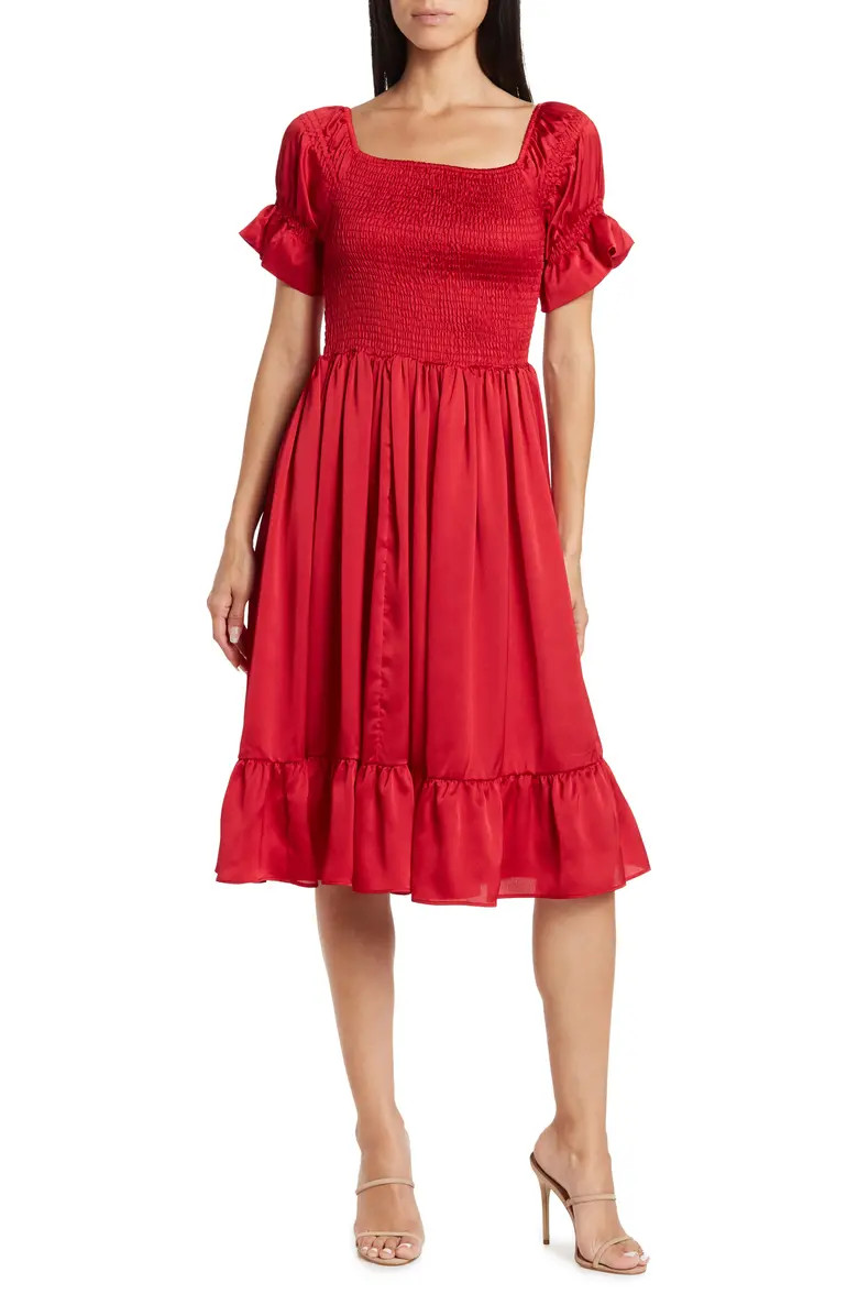 Area Stars Ruffle Sleeve Ruched Midi Dress | Nordstromrack | Nordstrom Rack