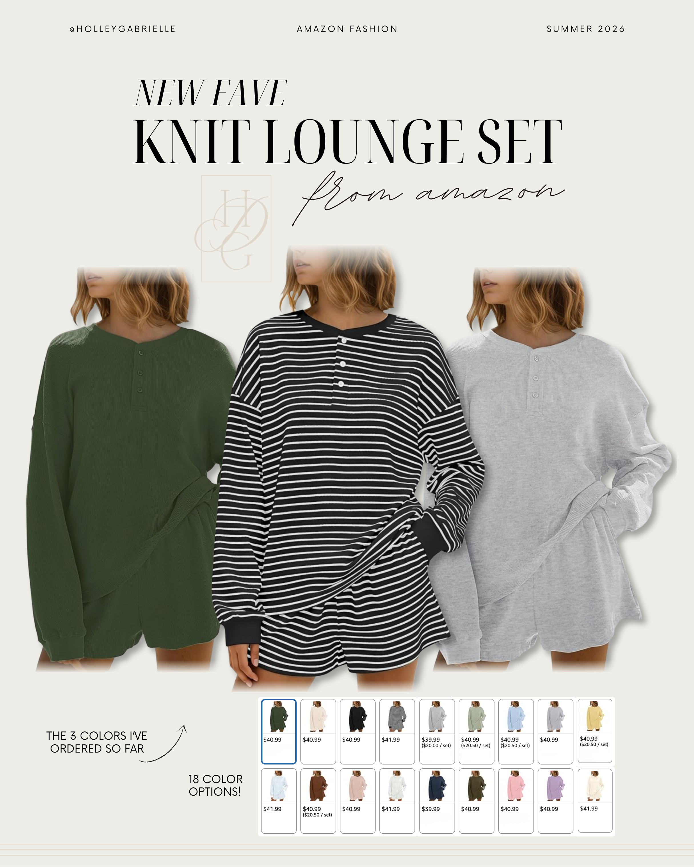 A recent Amazon purchase I'm LOVING! I started with the grey set and immediately wanted a couple more colors, so ordered the stripes and green earlier this week! I wear a large for a more oversized & flowy fit! So cute and SO comfy 🤎 
Ootd / style / amazon fashion / two piece set / Holley Gabrielle  

 #LTKgrwm #LTKootd #LTKSeasonal