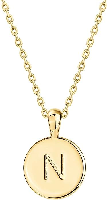 PAVOI 14K Gold Plated Initial Letter Pendant Necklace for Women | Gold Alphabetical Initial Neckl... | Amazon (US)