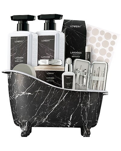 Lovery Lavender Bath Gift Set Relaxation Spa Kit, 18pc Self Care Basket for Men | Gilt & Gilt City