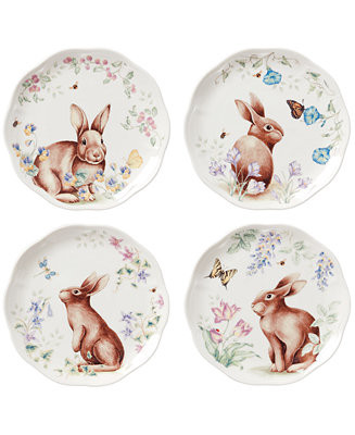 Lenox Butterfly Meadow Bunny Accent Plates, Set of 4 - Macy's | Macy's