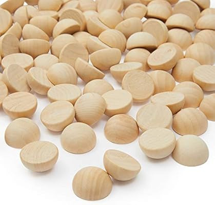 Juvale Small Unfinished Half Wooden Balls for Crafts (1 in, 60 Pack) | Amazon (US)