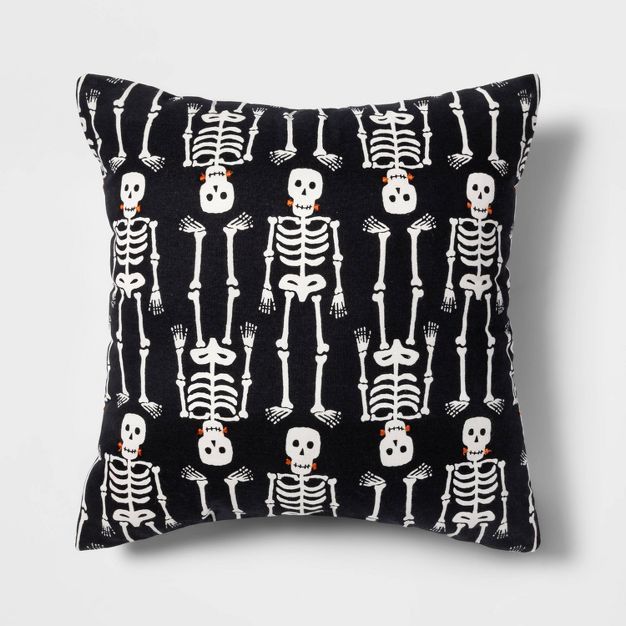 Skeleton Square Throw Pillow Black/Ivory - Hyde &#38; EEK! Boutique&#8482; | Target