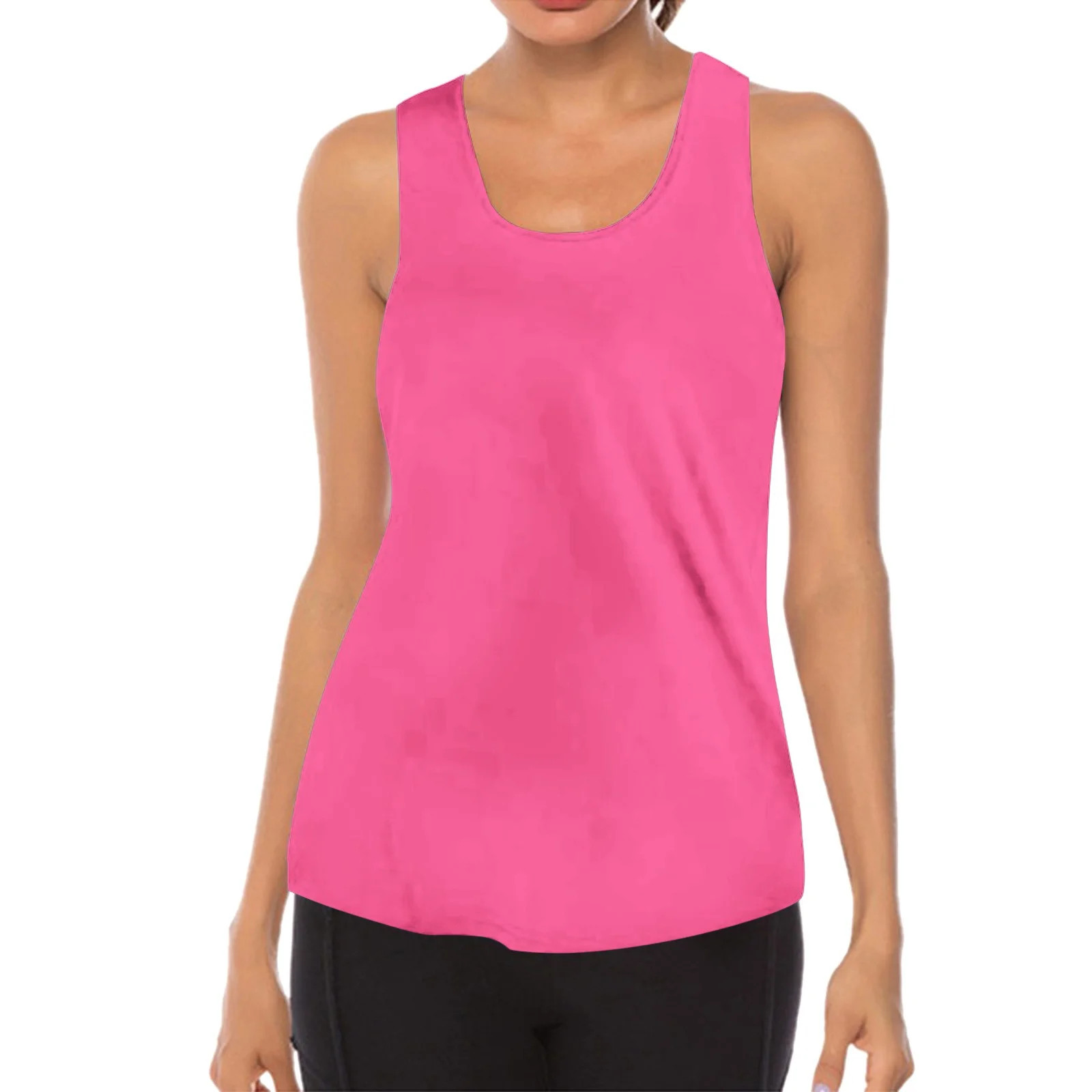 Rigardu Womens Workout O Neck Sleeveless Breathable Backless Tank Yoga Tops Shirt Hotpink+L | Walmart (US)