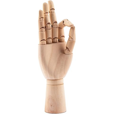 Wooden Hand Model, 7 in Right Hand Art Mannequin Figure with Posable Fingers for Drawing School, ... | Amazon (US)