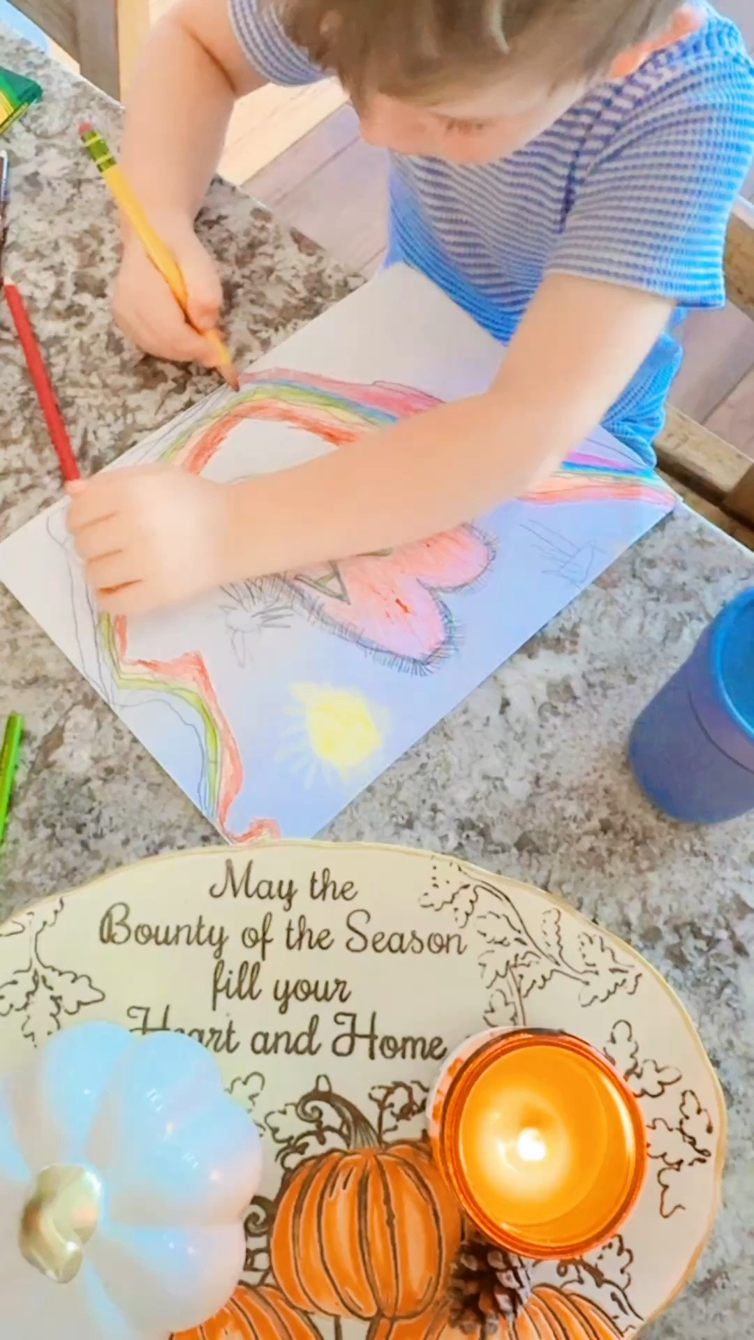 My little artist 🧑‍🎨 while mama is cookin’ dinner 🍽️
