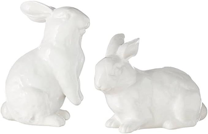 The Bridge Collection White Ceramic Bunny Figurines, Set of 2 | Amazon (US)