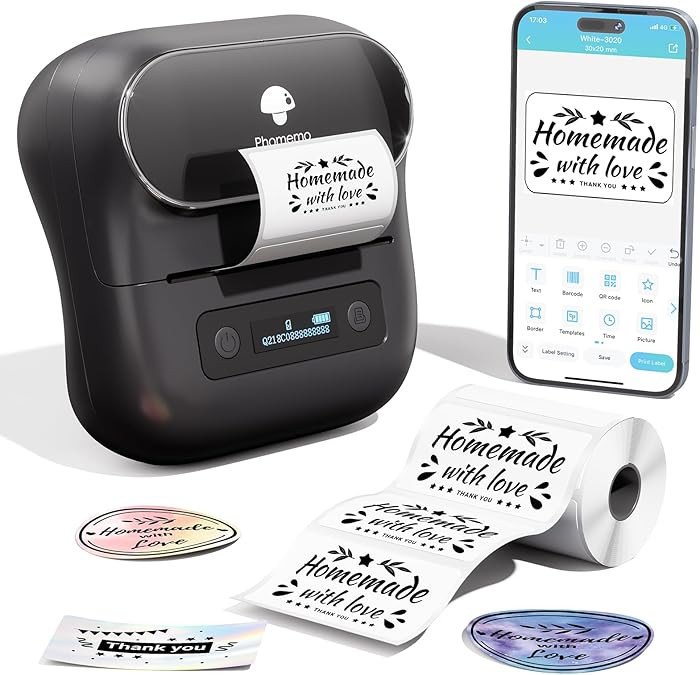 Phomemo Label Maker,M220 Label Printer,3 Inch Bluetooth Thermal Label Maker Machine with 6000+ Ic... | Amazon (US)