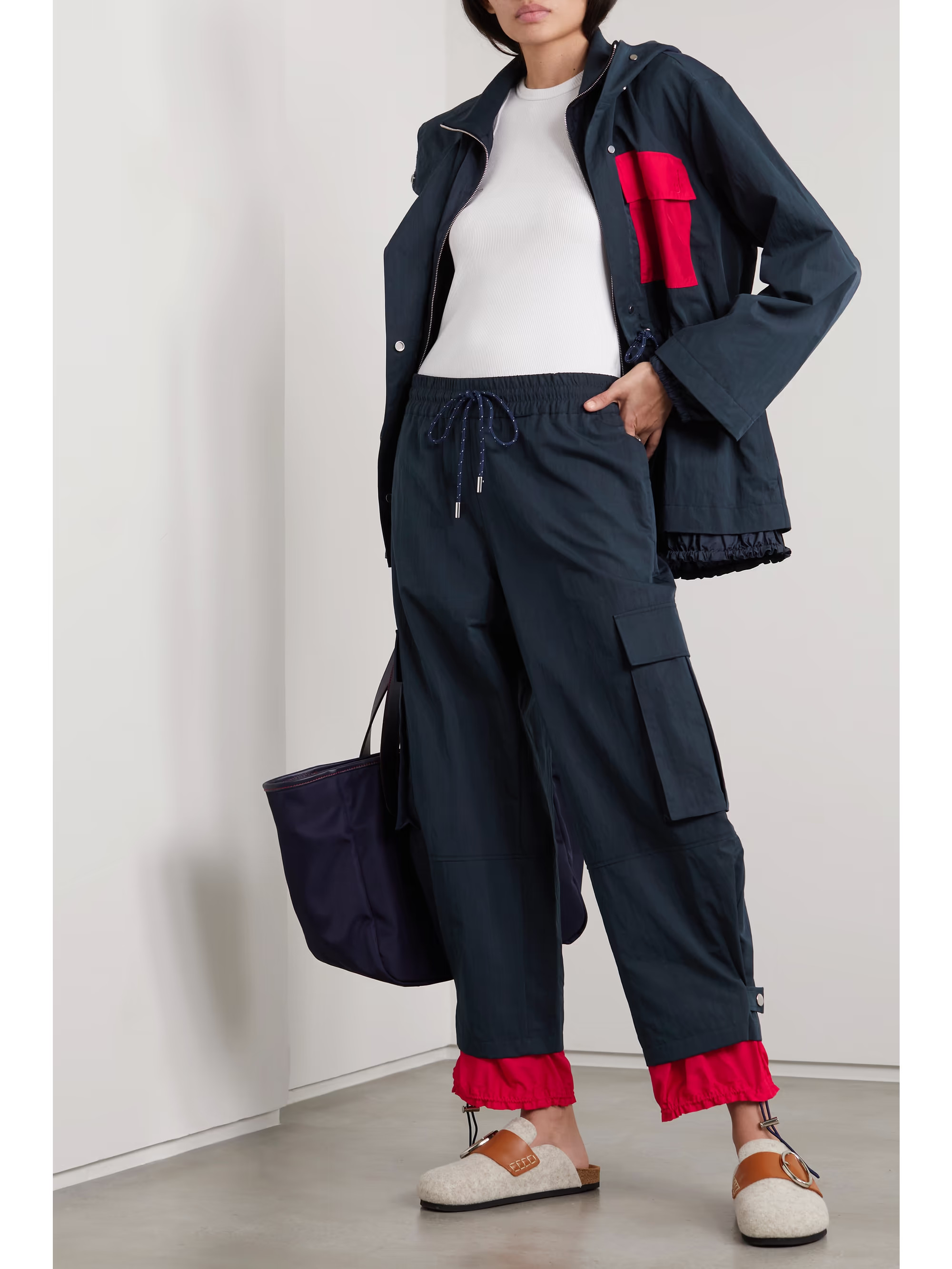 Embroidered twill and shell track pants | NET-A-PORTER (UK & EU)