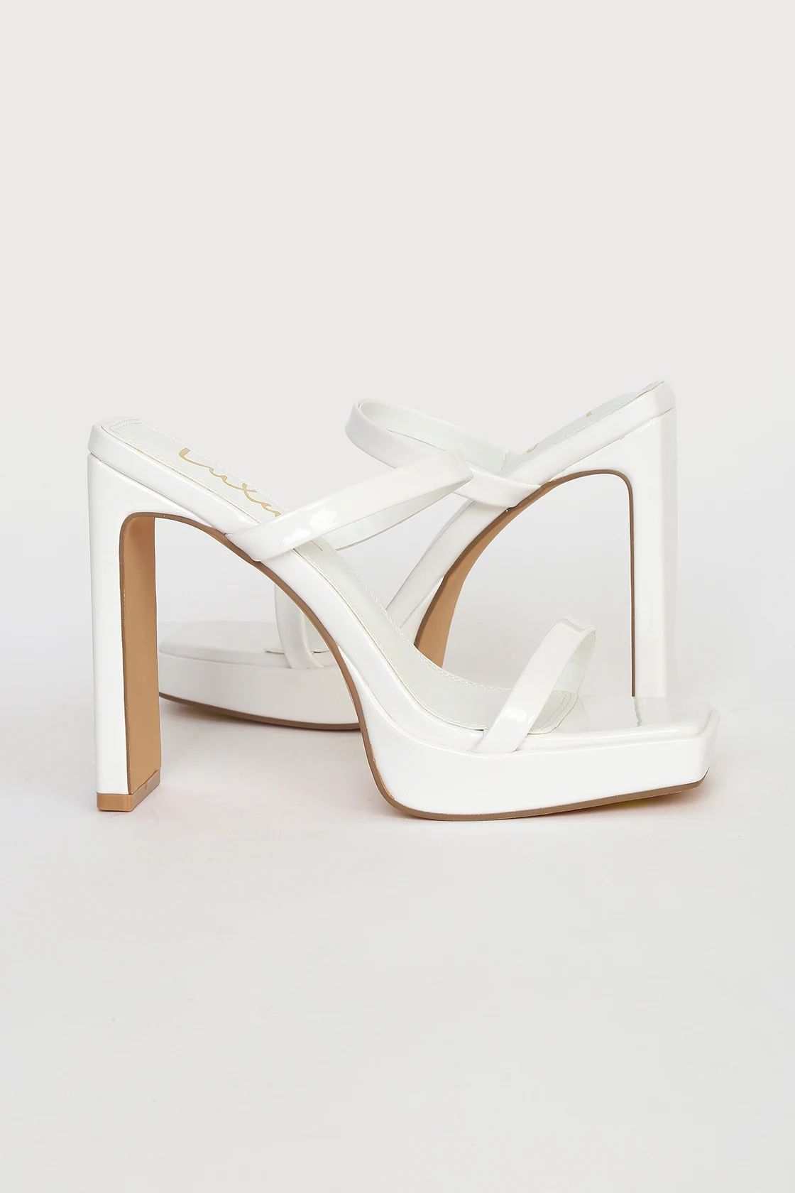 Fausee White Patent Square Toe Platform Slide Sandals | Lulus (US)