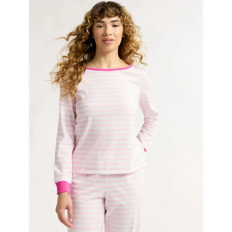 Joyspun Women's and Women’s Plus Jersey Knit Sleep Top with Long Sleeves, Sizes S to 3X - Walma... | Walmart (US)