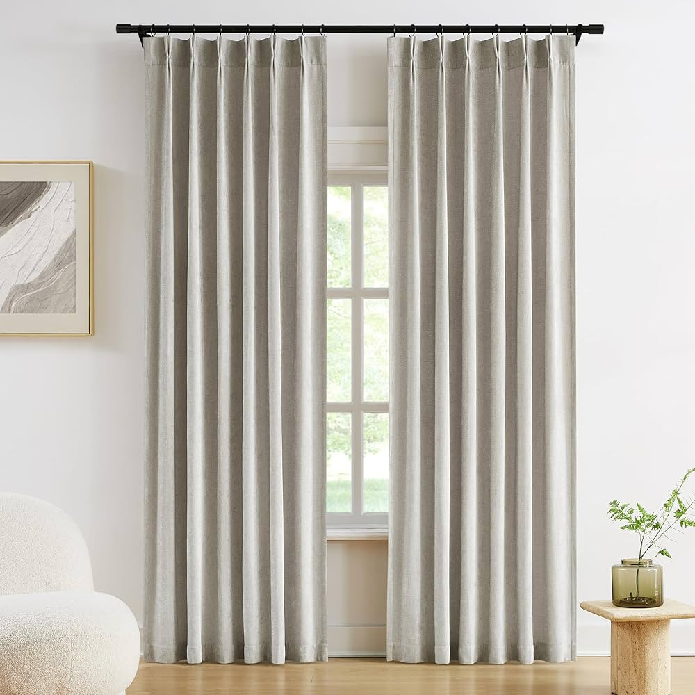 Vision Home Silver Gray Pinch Pleated Curtains Velvet Chenille Light Filtering Window Curtains 95... | Amazon (US)