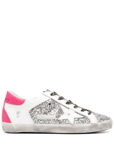 Superstar glitter lace-up sneakers | Farfetch (US)