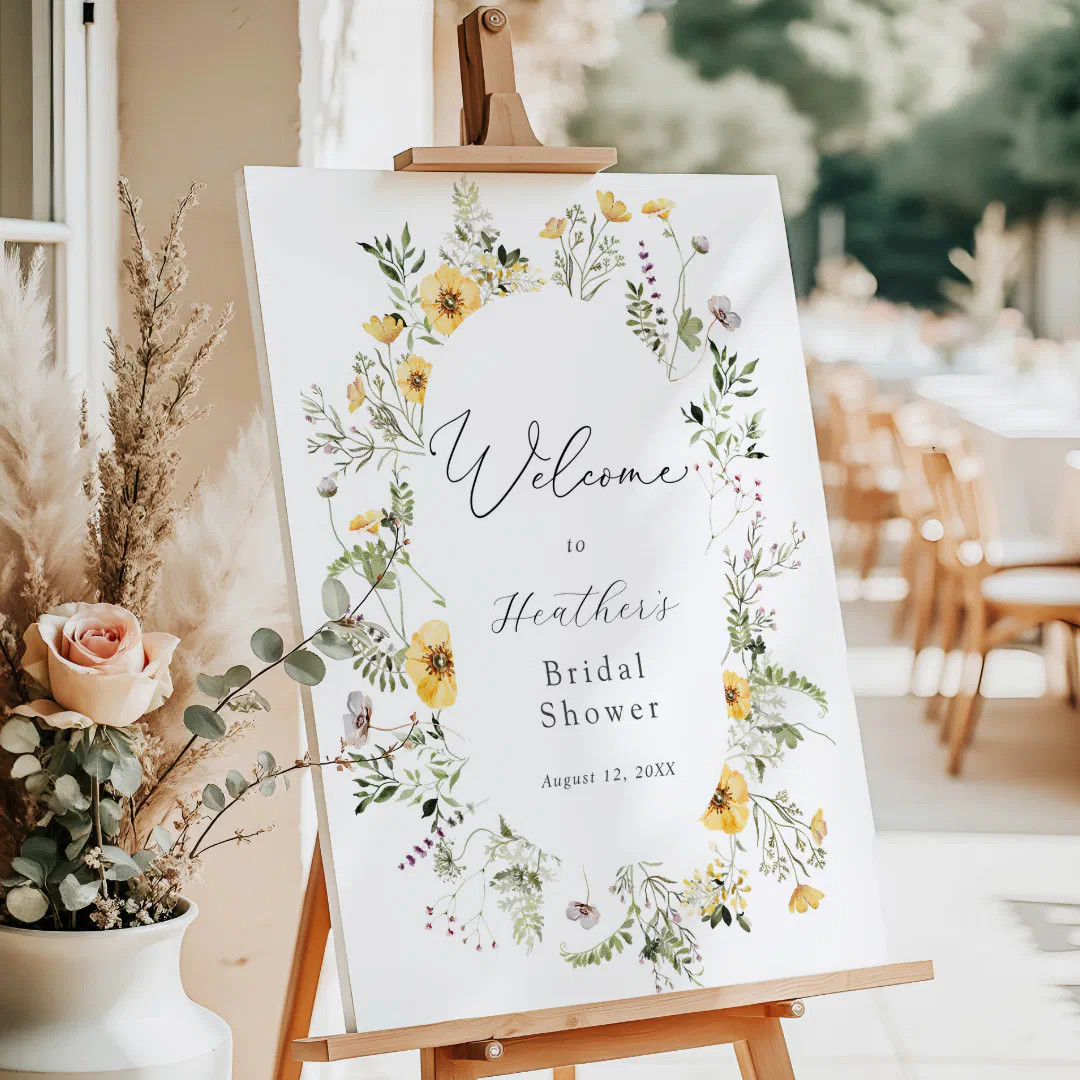 Delicate Wildflower Bridal Shower Welcome Foam Board | Zazzle | Zazzle