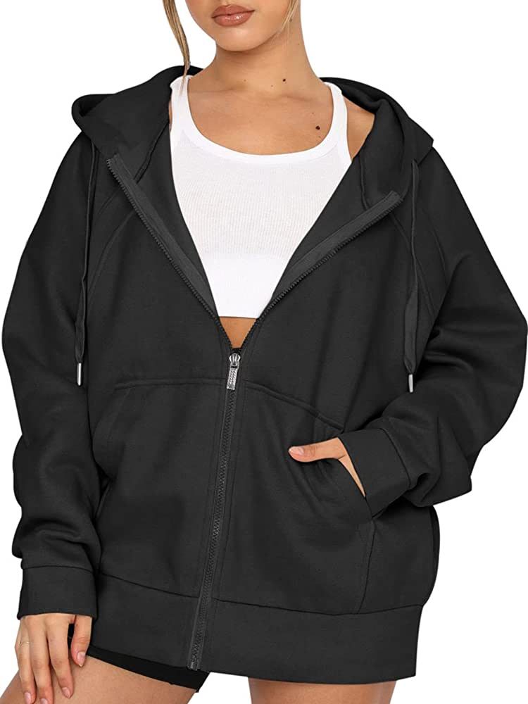LASLULU Womens Zip Up Hoodies Fleece Lined Jacket Athletic Sweatshirts Long Sleeves Drawstring Ho... | Amazon (US)