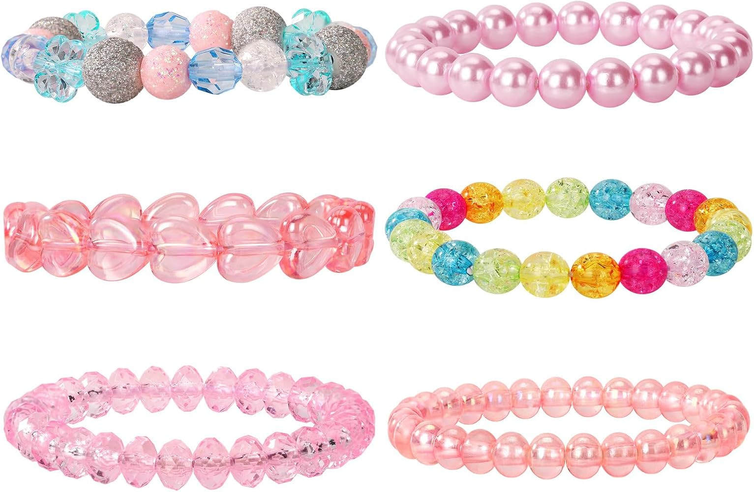 BGSHEMNI 6 Pieces Colorful Girls Unicorn Bracelets Rainbow Beaded Bracelet for Birthday Party Fav... | Amazon (US)