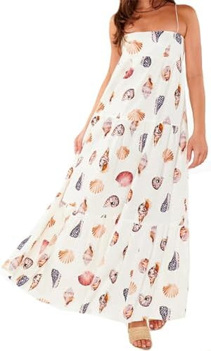 Qikaka Women's Sleeveless Spaghetti Strap Ruched Shell Printed A-line Sexy Nightclub Party Dress | Amazon (US)