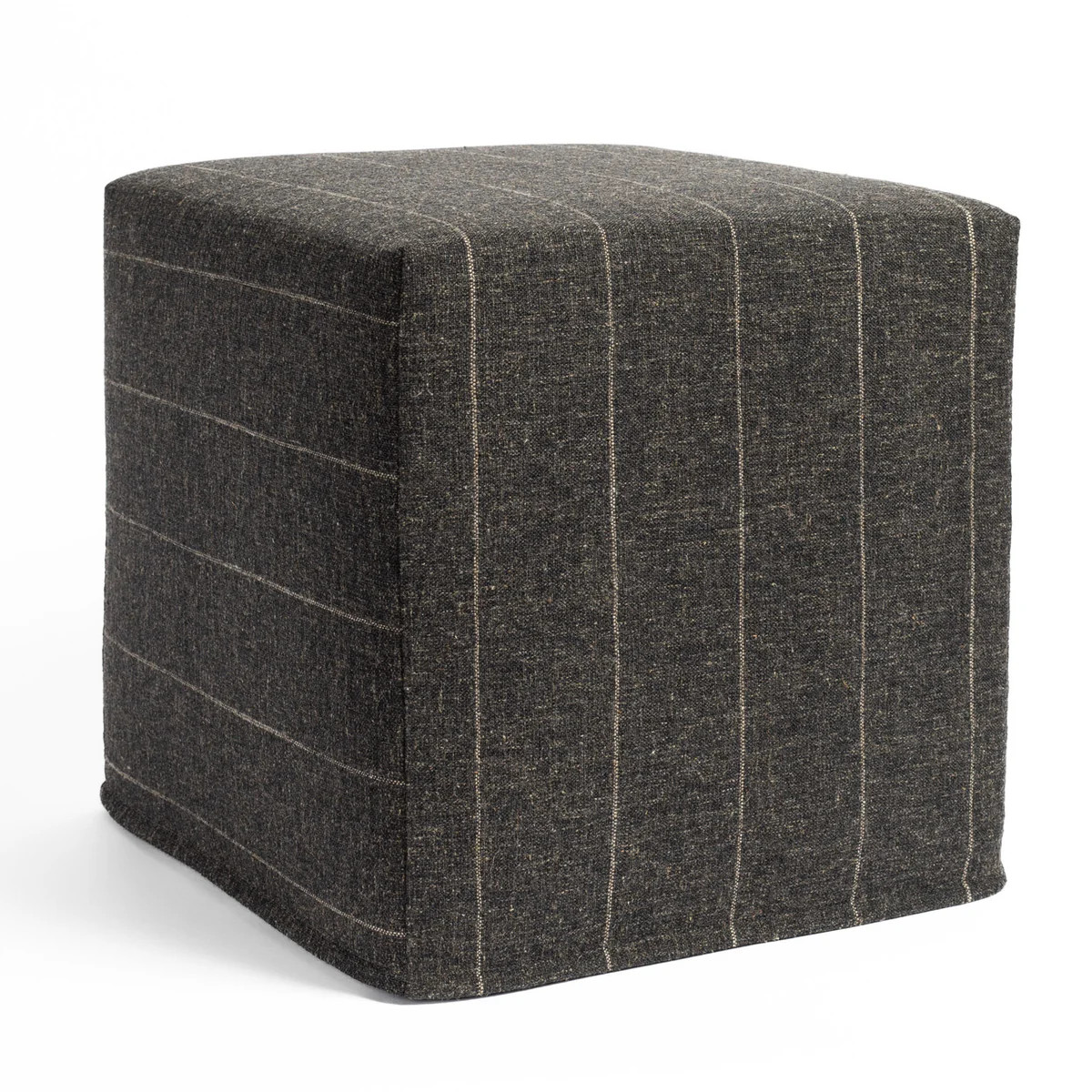 Dunrobin Stripe 16x16 Cube Ottoman, Sable | Tonic Living
