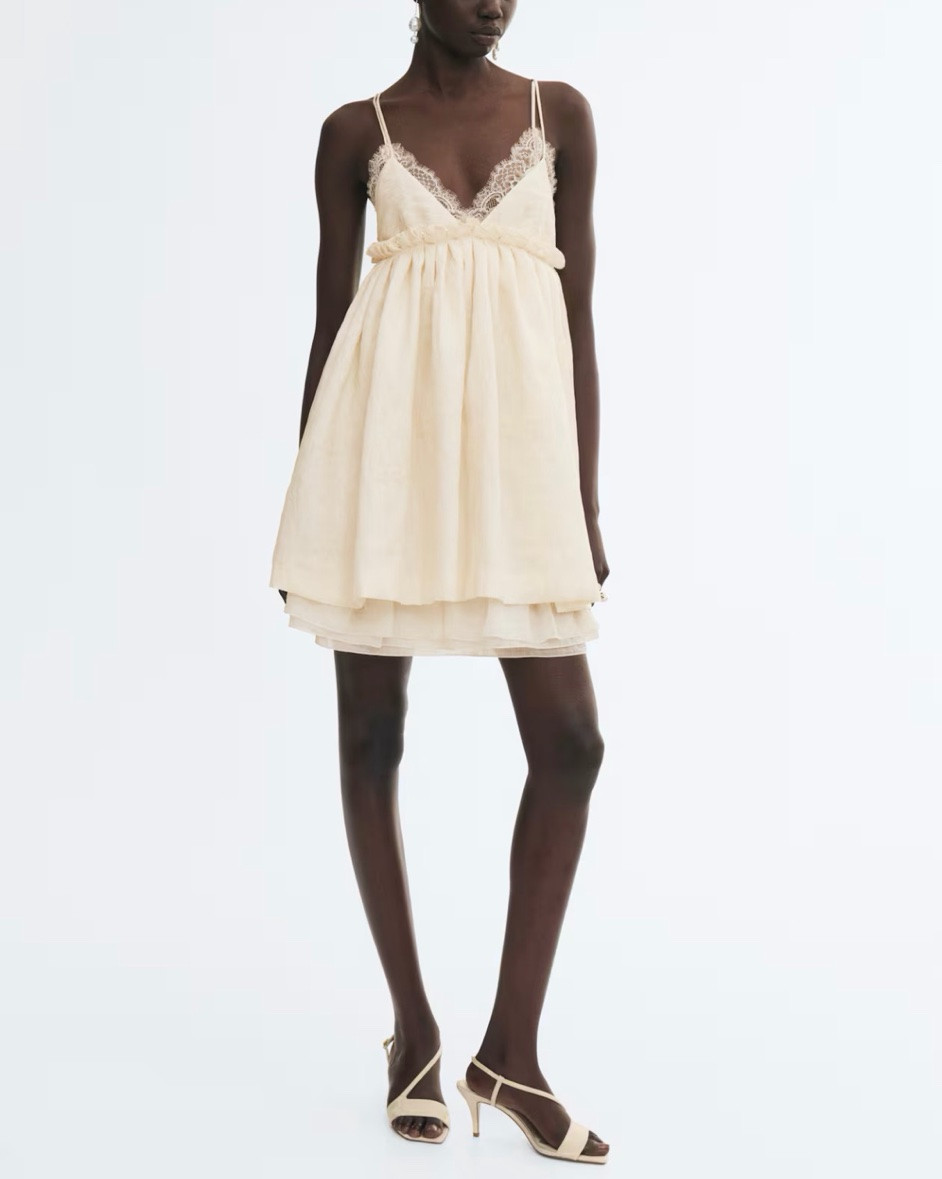 Cream ruffle detail mini dress

#LTKSeasonal