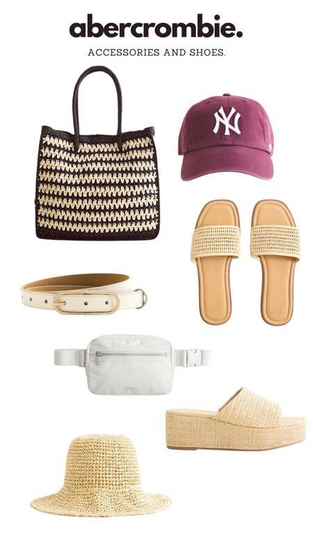 Abercrombie, spring accessories, spring outfit, baseball hat, belt, wedges, sandals, bags, travel outfits 

#LTKtravel #LTKfindsunder100 #LTKstyletip