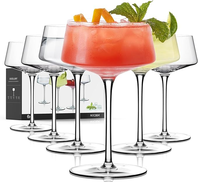 Coupe Glasses Set of 6, Martini Glasses Hand Blown Premium Crystal Cocktail Glassware for Manhatt... | Amazon (US)