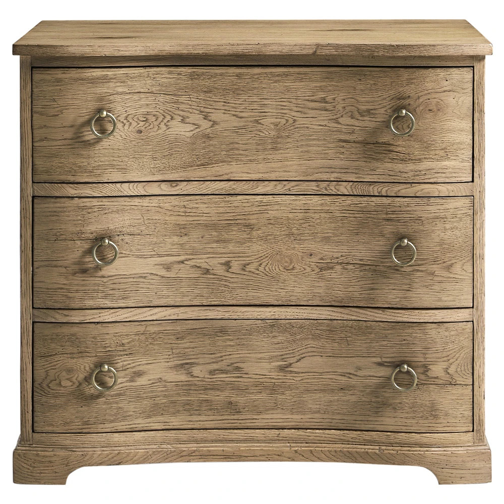 Lucca French Country Brown Oak Wide Nightstand | Kathy Kuo Home