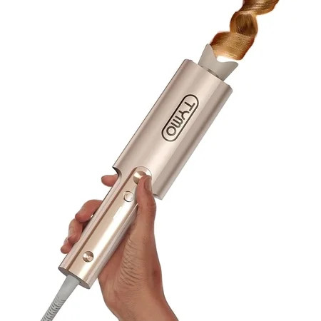 TYMO CurlPro Plus Automatic Rotating Curling Iron, Long Barrel Curling Wand for Long Hair, Anti-Scald, Tangle-Free, 600M Ionic, Dual Voltage, Gold, 1.25 Inch | Walmart (US)