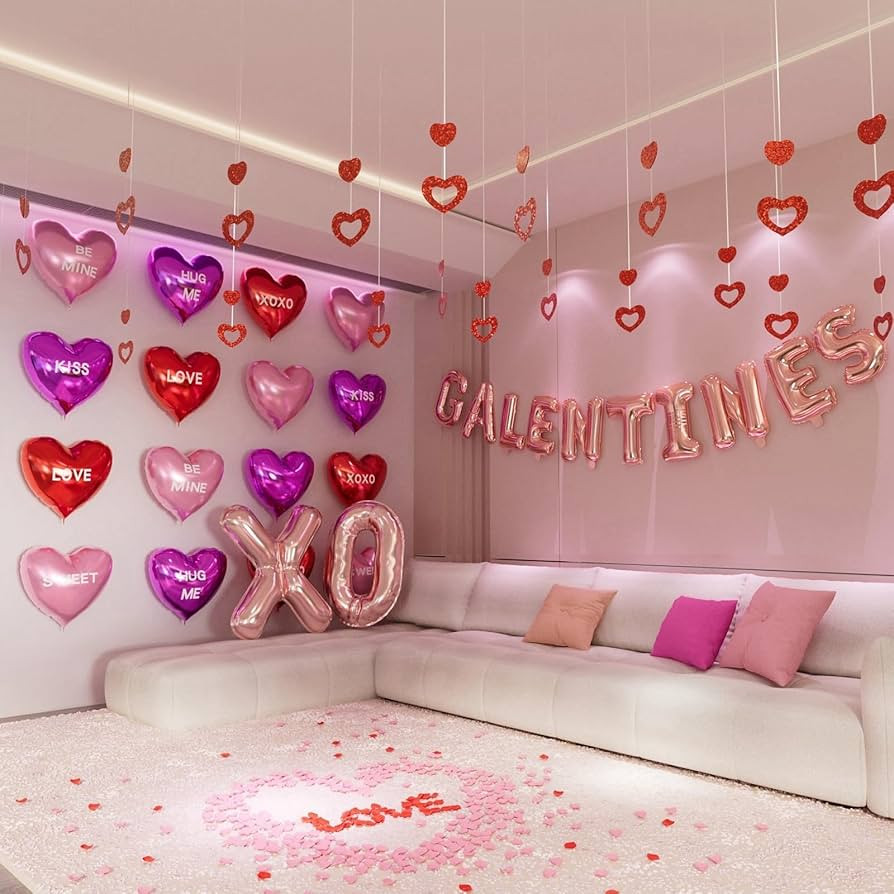 Happy Galentines Day Decorations for Party Supplies, Heart Galentines Balloons, Galentines Banner... | Amazon (US)