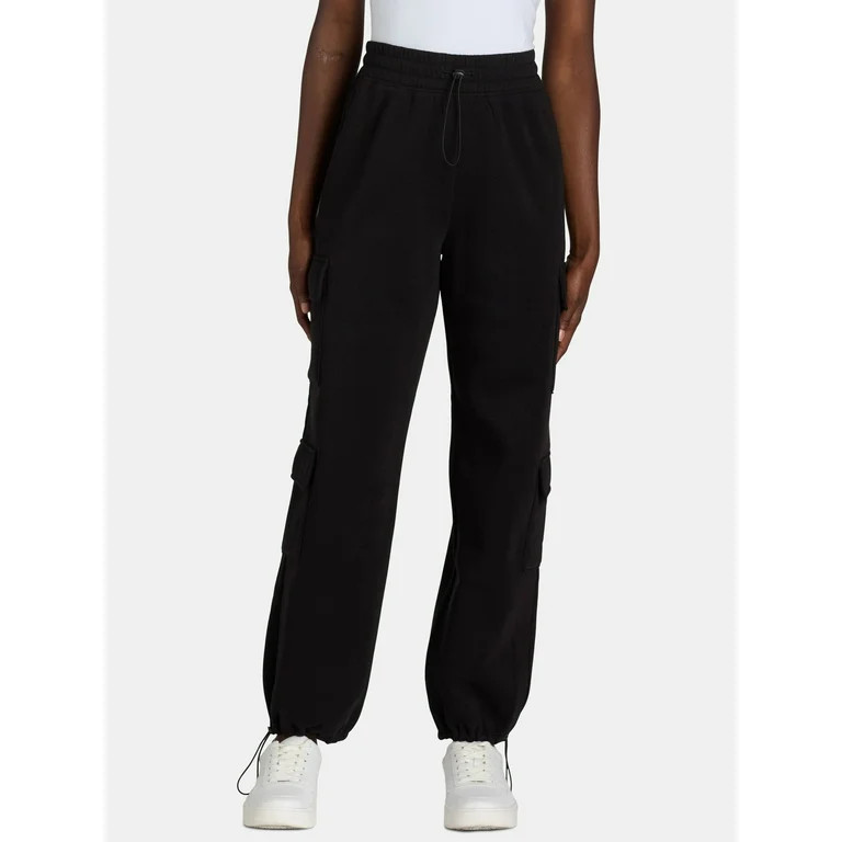 No Boundaries Cargo Fleece Jogger Pants, 29” Inseam, Women’s | Walmart (US)