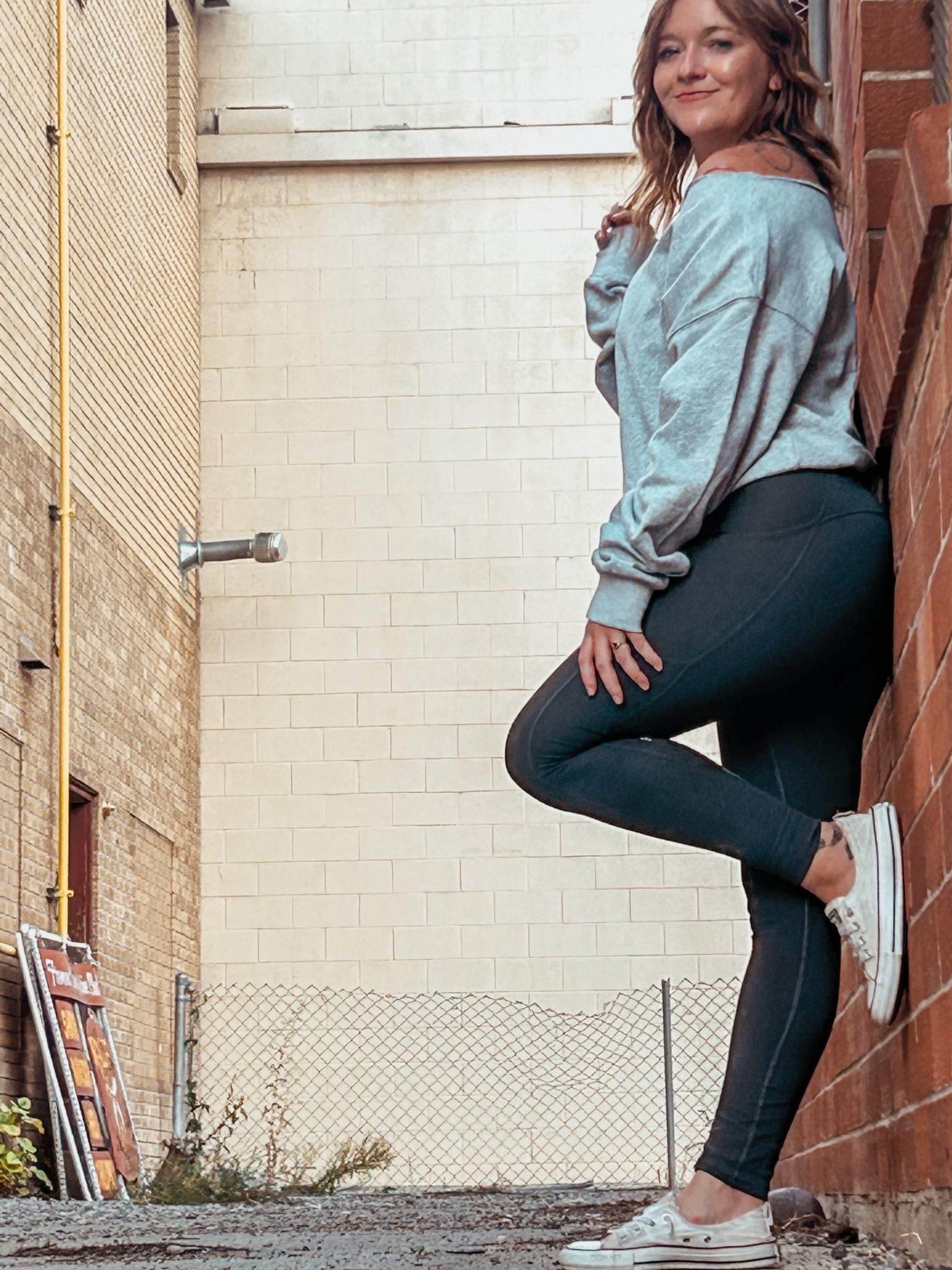 Fall comfies 
Fabletics | converse | white sneakers | off shoulder sweatshirt | leggings outfit | fall finds 

#LTKFindsUnder50 #LTKShoeCrush #LTKActive