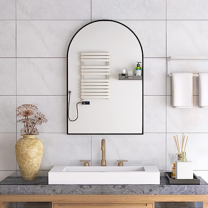 Beauty4U Arched Bathroom Mirror, 24"x36" Arch Bathroom Mirror for Wall, Black Wall Mounted Bathro... | Amazon (US)