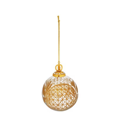 Storied Home Gold Etched Glass Ball Ornament with Iron Accent | Target